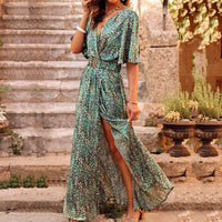 Adelaide | Women's Printed Shortsleeve Wrap Maxi Dress