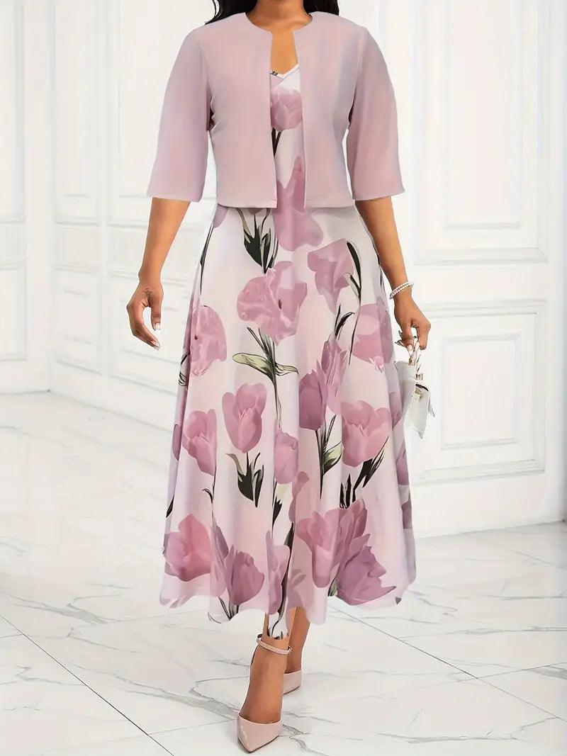 Sofia | Women's Summer Floral Pattern V-Neck Maxi Dress Set