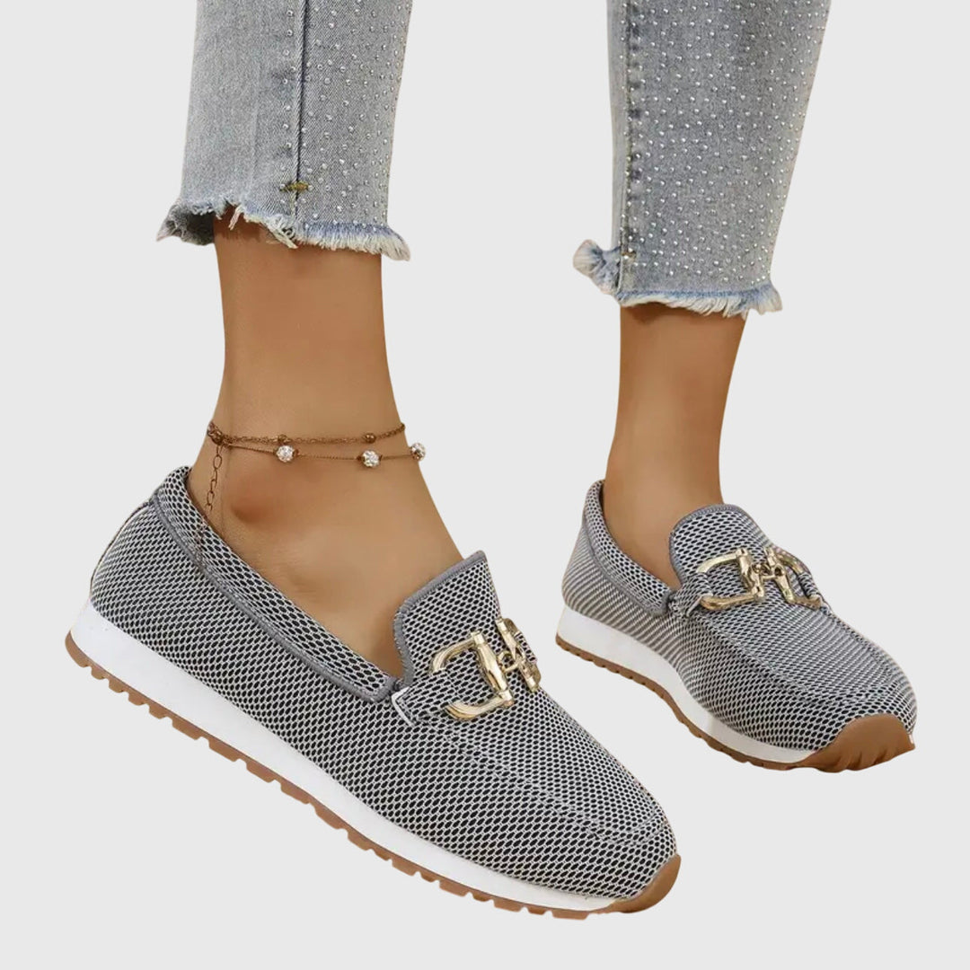 Yasmine | Women’s Metal Detail Textured Loafers