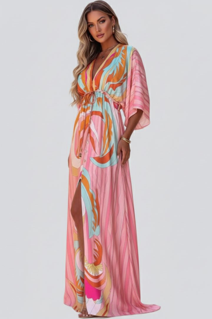 Gemma | Women’s Summer Printed Dress With Batwing Sleeves
