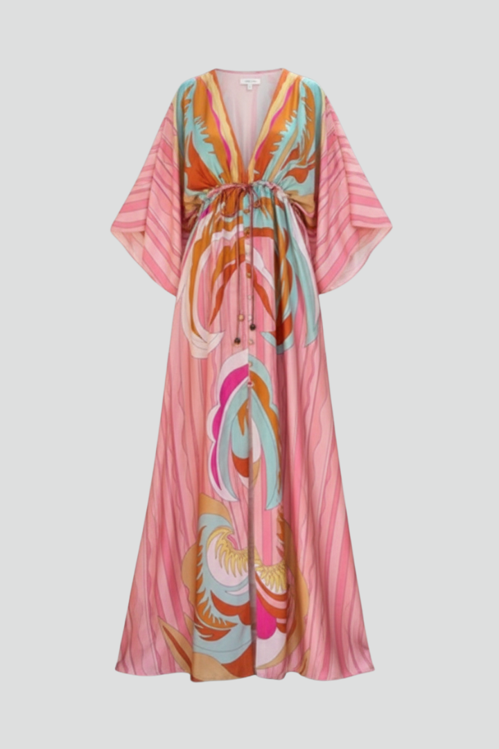 Gemma | Women’s Summer Printed Dress With Batwing Sleeves
