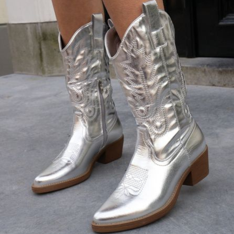 Paris | Women’s Embroidered Block Heel Cowboy Boots