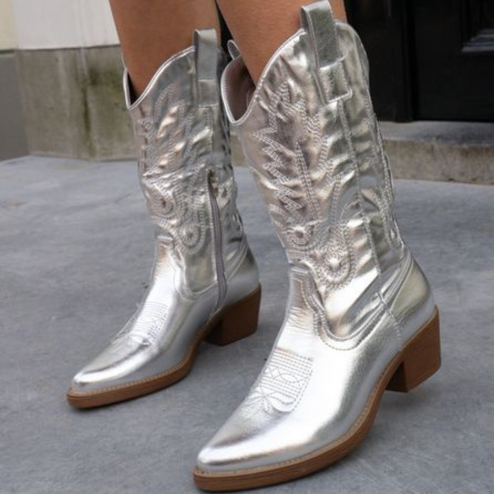 Paris | Women’s Embroidered Block Heel Cowboy Boots