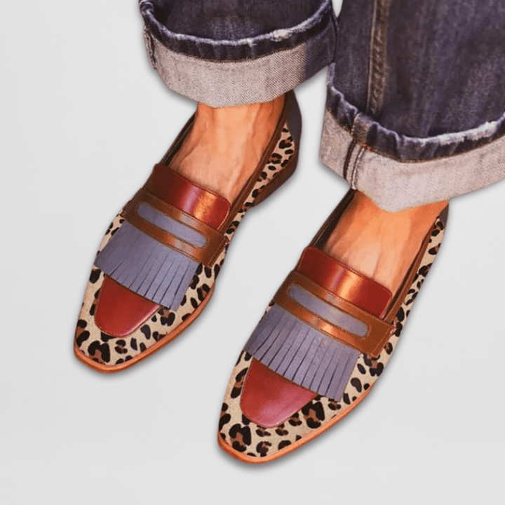 Nia | Women’s Leopard Fringe Loafers