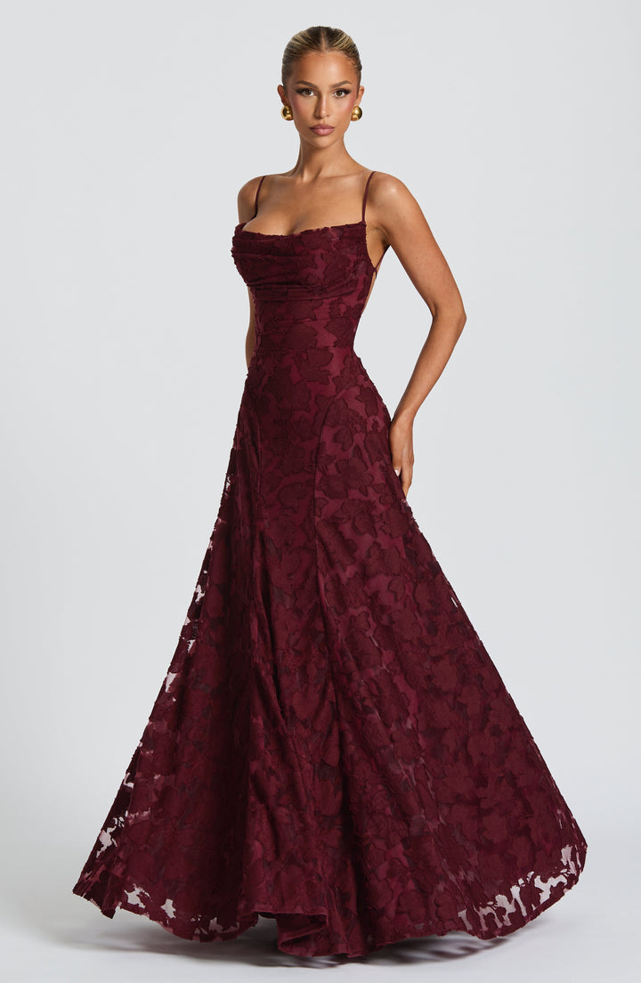 Silja | Women's Embroidered Maxi Evening Dress