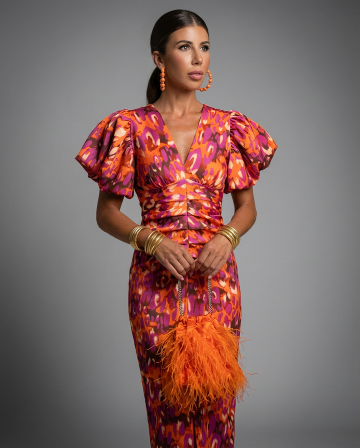 Vivian | Women’s Printed Puff Sleeves Summer Dress