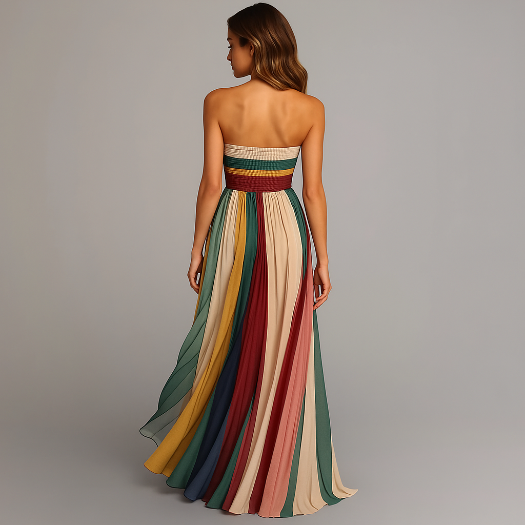 Indie | Women’s Pleated Striped Maxi Dress