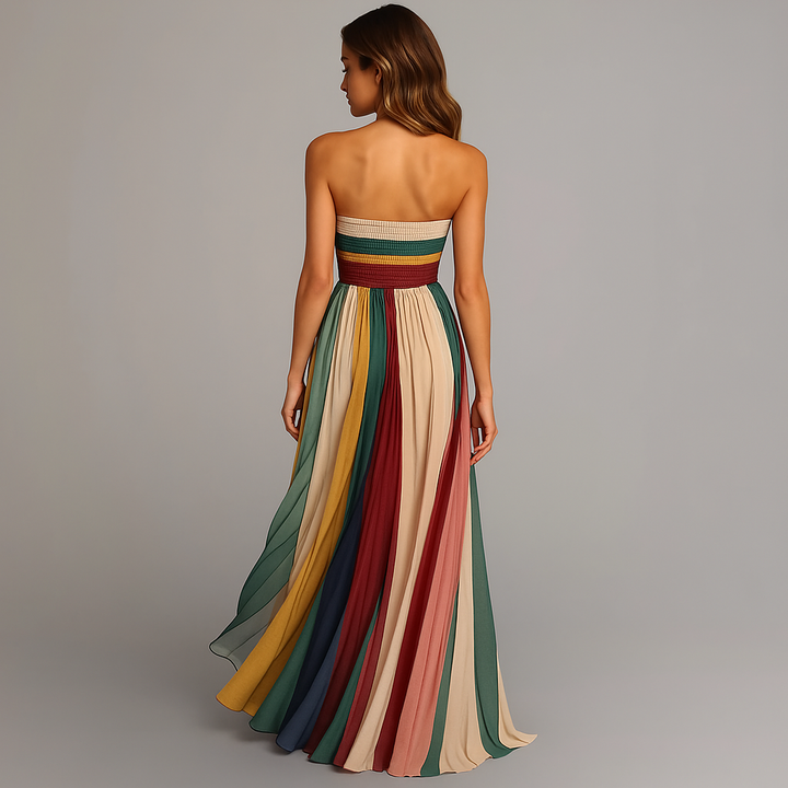 Indie | Women’s Pleated Striped Maxi Dress