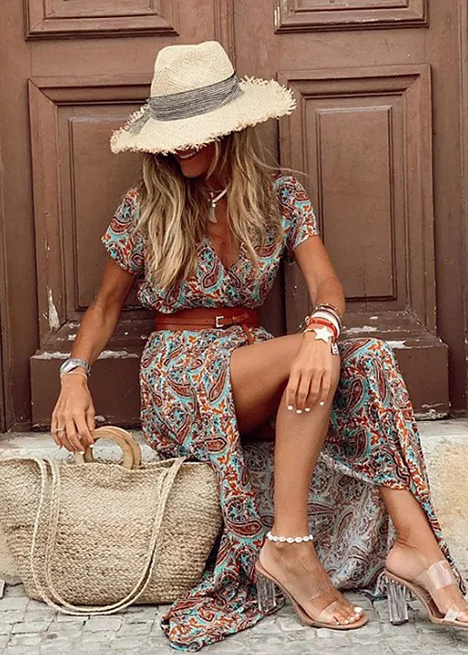 Marieke | Women’s Summer Casual Tailored Paisley Maxi Dress