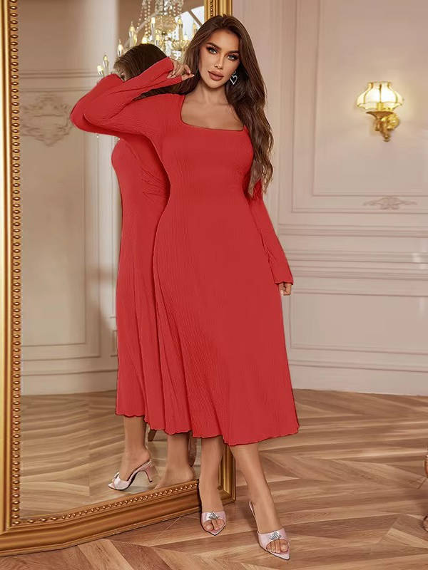 Enya | Women’s Square Neck Wedding Guest Midi Dress