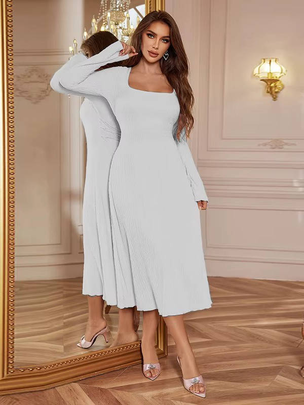 Enya | Women’s Square Neck Wedding Guest Midi Dress