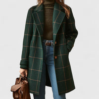 Avery | Women's Checkered Button Side Pockets Trench Coat