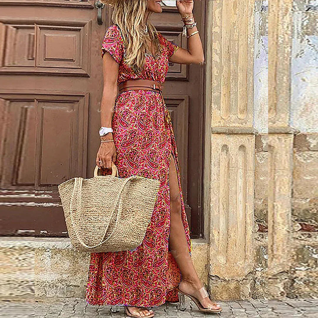 Marieke | Women’s Summer Casual Tailored Paisley Maxi Dress
