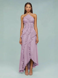 Liana | Women's Embroidered Halter Neck Maxi Dress