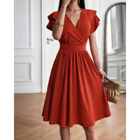 Raya | Women's Evening V-Neck Cocktail Dress With Puffed Sleeves