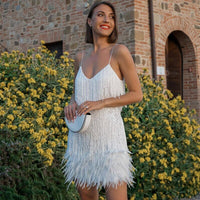Andrea | Women's Festive Feather Cocktail Dress