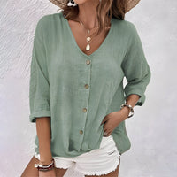 Elena | Women's Summer Relaxed Button-Up Blouse
