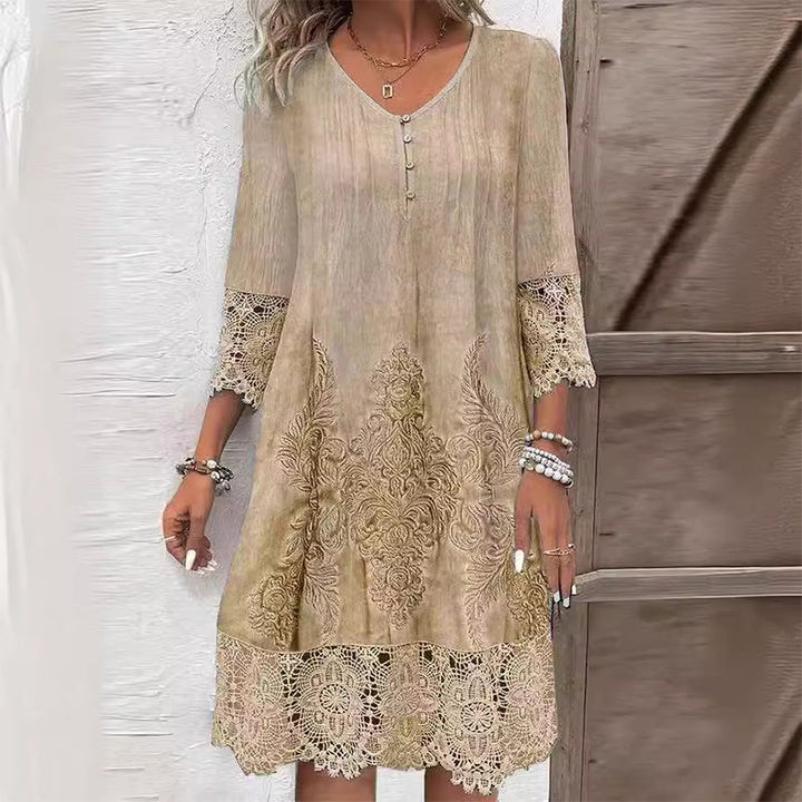 Marley | Women's Elegant Long Sleeve Boho Midi Dress
