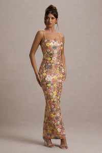Eden | Women's Floral Glitter Bodycon Maxi Dress