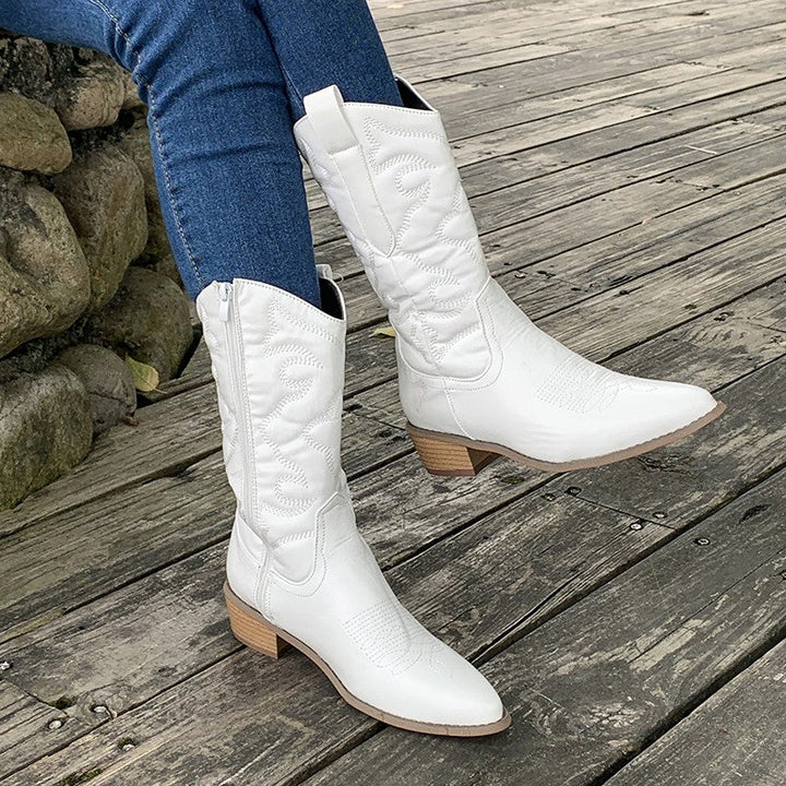 Paris | Women’s Embroidered Block Heel Cowboy Boots