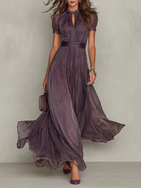 Charlotte | Women's Lace Trim Gathered Waist Maxi Dress